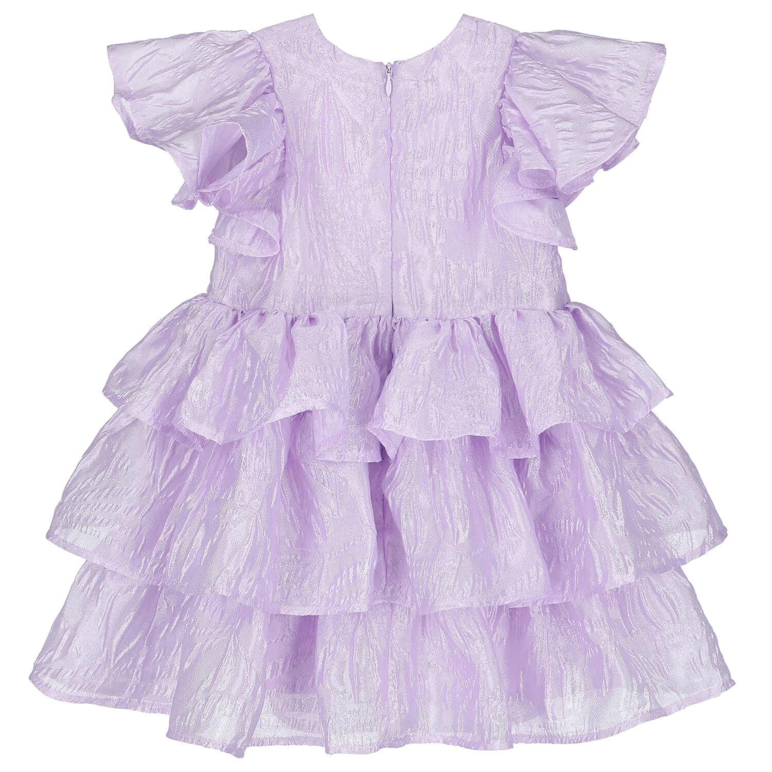 Girls Ruffle Layered Violet Dress, 2, hi-res image number null